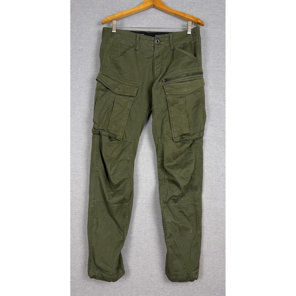 G-Star RAW Rovic Zip 3D Straight Tapered Cargo Pants Olive Green Mens 32x29